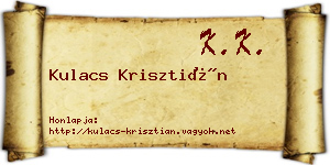 Kulacs Krisztián névjegykártya